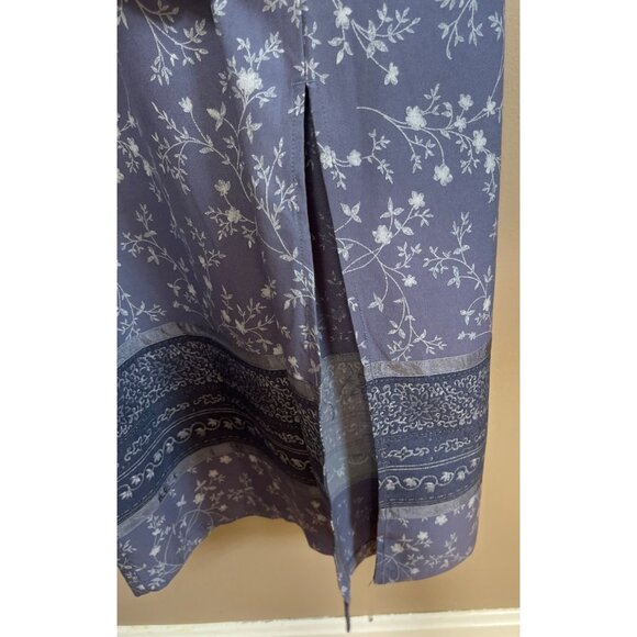 Eddie Bauer Dress Blue Vtg Maxi Rayon Cottage Modest Grunge Teacher Women 12 - Picture 7 of 9